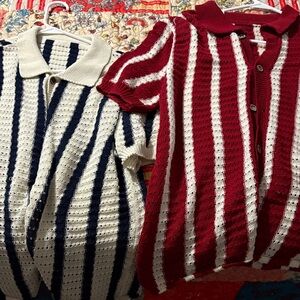 Striped Knit Polo Shirts
